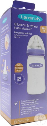 Lansinoh glazen drinkfles met natural wave speen 240 ml
